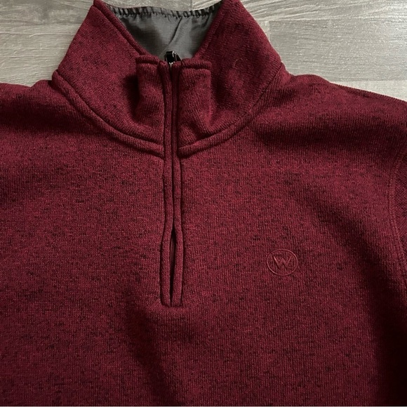 Wrangler Men's Red Long Sleeve Fleece Quarter Zip Sweater S - Picture 2 of 7